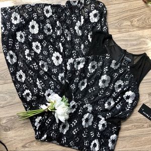Enfocus o Black & Silver Floral Sparkle Dress
